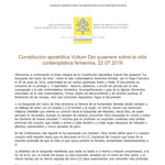 El Papa Francisco promulga la Constitución Apostólica VULTUM DEI QUAERERE